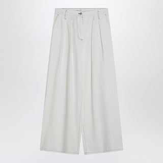 Wide White Trousers In Cotton