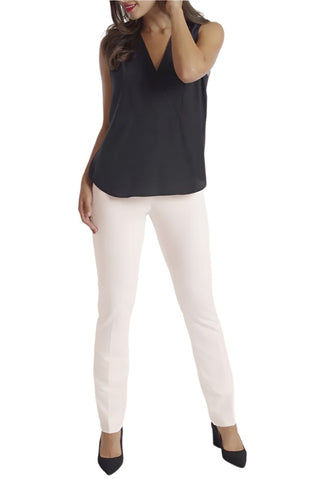 Peace of Cloth Mid Waist No Waistband Hook & Eye Zipper Closure Solid Straight Twill Pant - Glamourous Grace