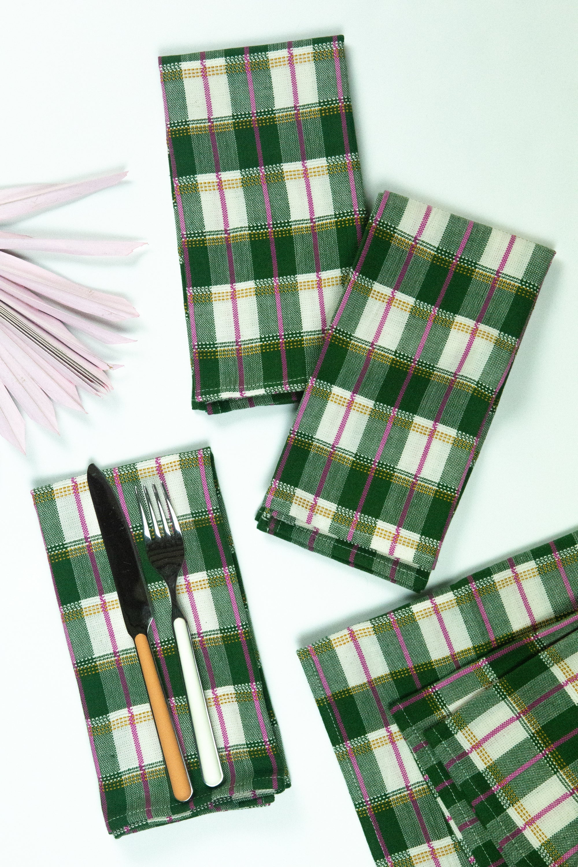 San Andres Gingham Forest & White Napkins