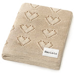 100% Cotton Luxury Knit Heart Swaddle Baby Blanket - By Baano