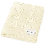 100% Cotton Luxury Knit Heart Swaddle Baby Blanket - By Baano