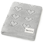100% Cotton Luxury Knit Heart Swaddle Baby Blanket - By Baano
