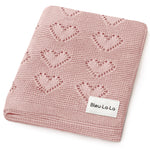 100% Cotton Luxury Knit Heart Swaddle Baby Blanket - By Baano