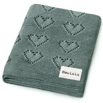 100% Cotton Luxury Knit Heart Swaddle Baby Blanket - By Baano