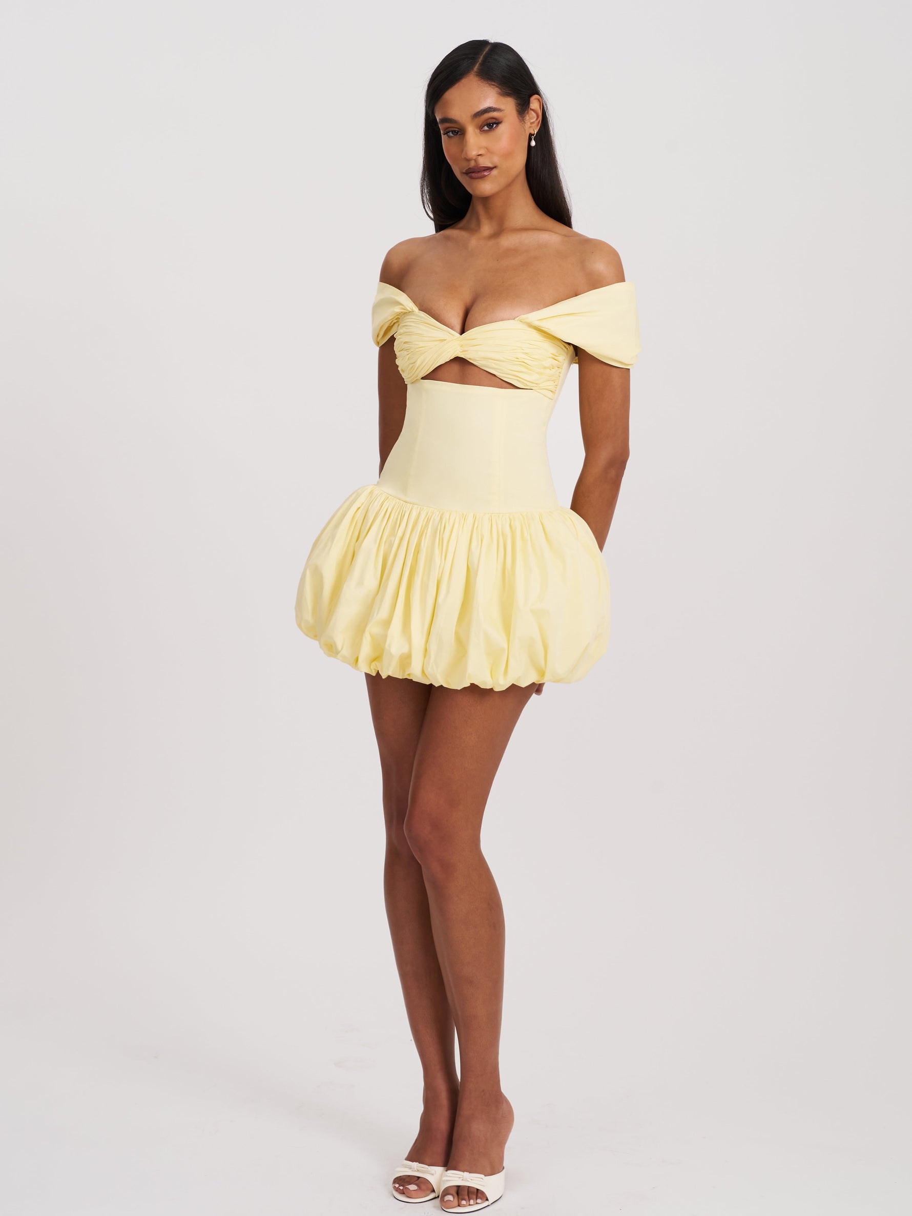 Umika Butter Yellow Bubble Hem Mini Dress