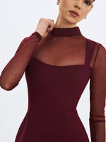 Natasha Burgundy Faux Two-Piece Turtleneck Mini Dress Miss Circle