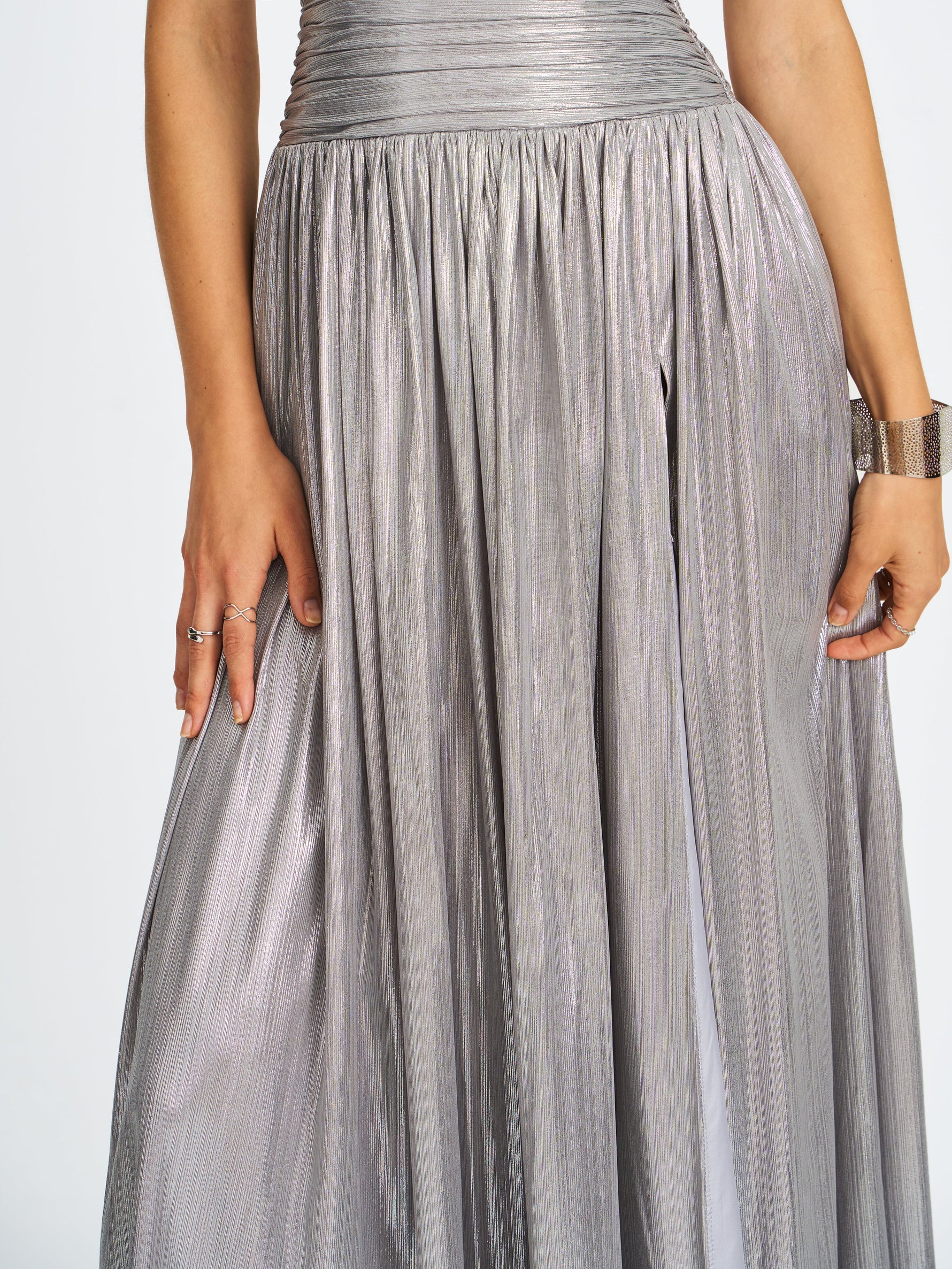 Palmer Silver Glitter Drop Waist Maxi Dress Miss Circle