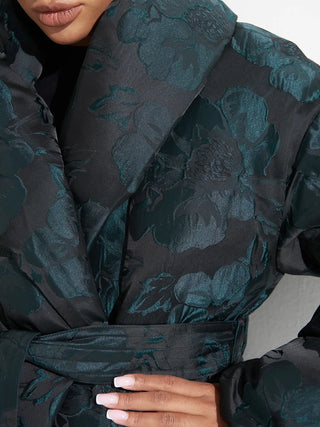 Monochrome Jacquard Down Coat in Vintage Emerald - By Baano