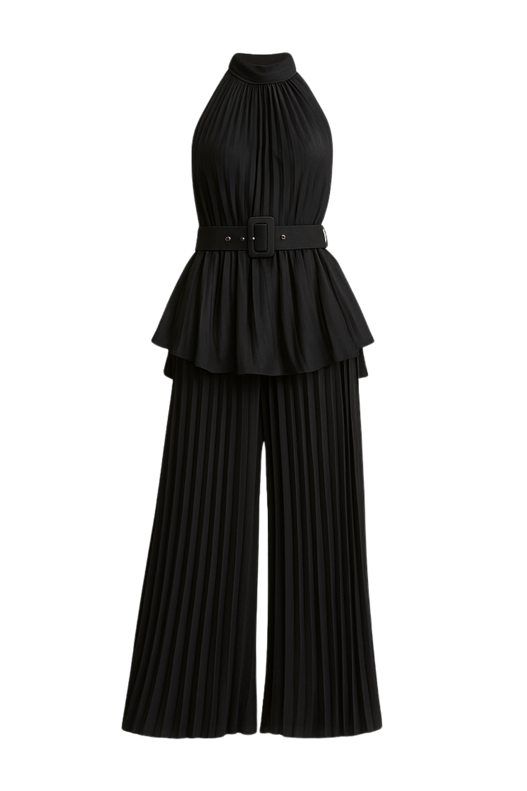 Midnight in Monaco Chiffon Pleated Pant Set - By Baano