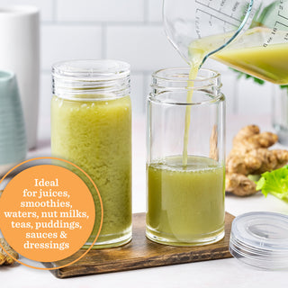 Skinny Series Glass Bottles Set w/ Crystal Clear Lids, 10 oz