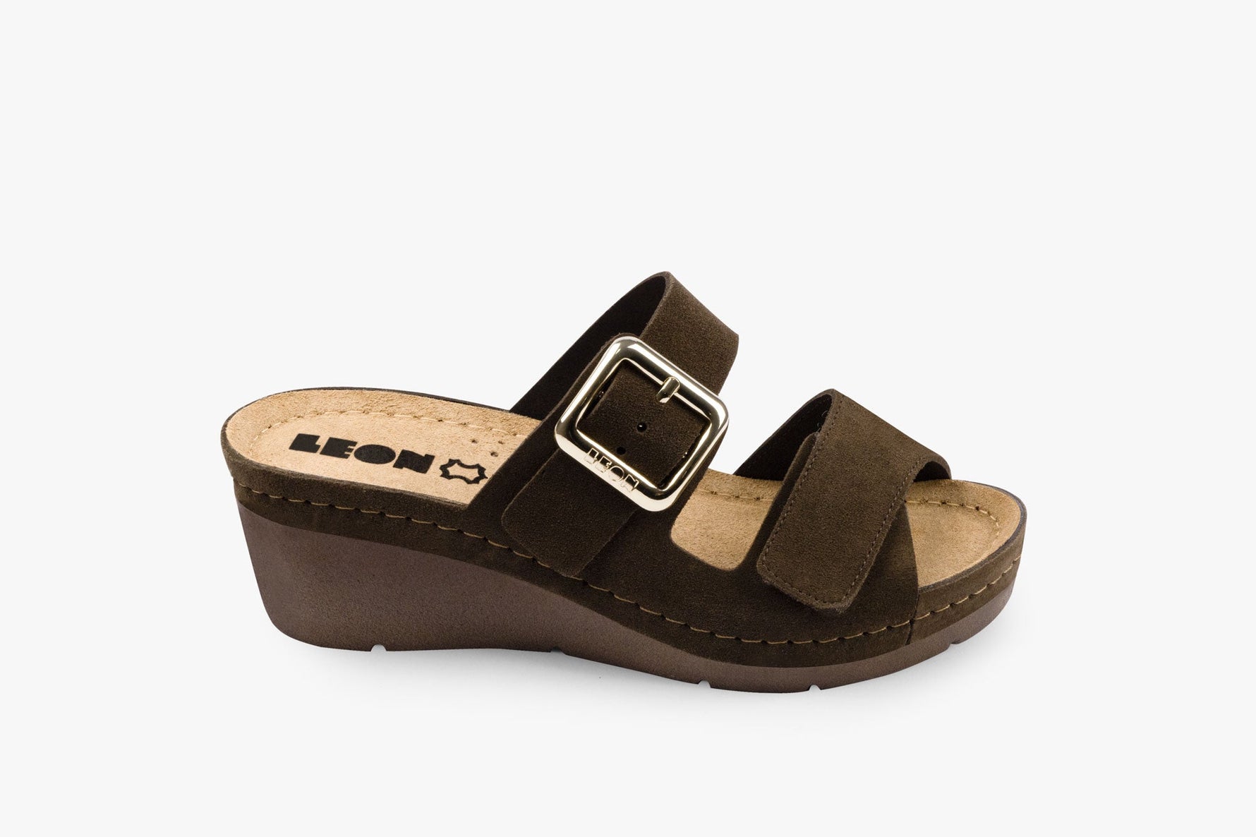 Amara by LEON- Women’s Leather Sandals- Adjustable Comfort Sandals with Gel-Insole