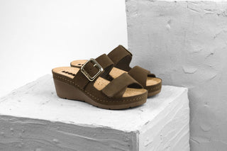 Amara by LEON- Women’s Leather Sandals- Adjustable Comfort Sandals with Gel-Insole