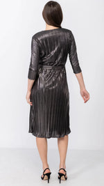 A- Line Dress - Metallic Pleated