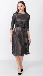 A- Line Dress - Metallic Pleated