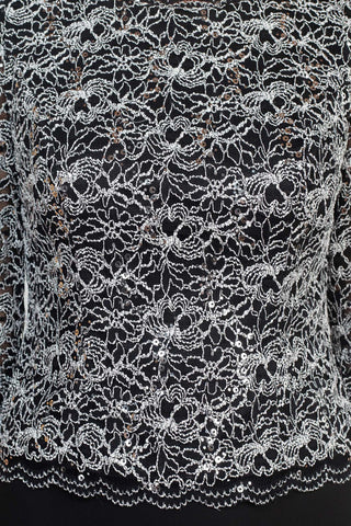 Alex Evenings Jewel Neck 3/4 Sleeve Lace Bodice V-Back Zipper Back Chiffon Skirt Dress - By Baano