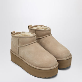 Classic Ultra Mini Boots With Sand-coloured Platform - By Baano