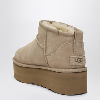 Classic Ultra Mini Boots With Sand-coloured Platform - By Baano