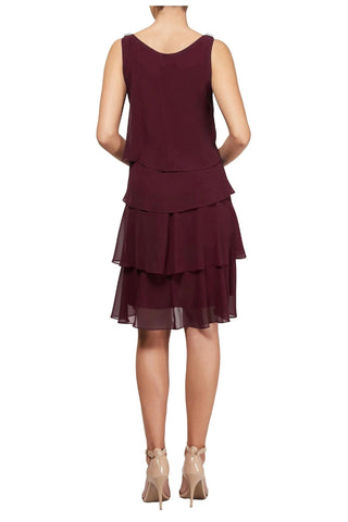 SL Fashion Scoop Neck Sleeveless Tulip Tier Barrel Pins Chiffon Dress - By Baano