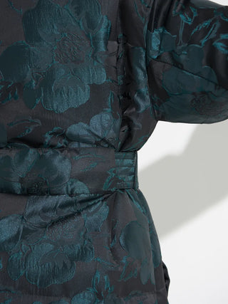 Monochrome Jacquard Down Coat in Vintage Emerald - By Baano