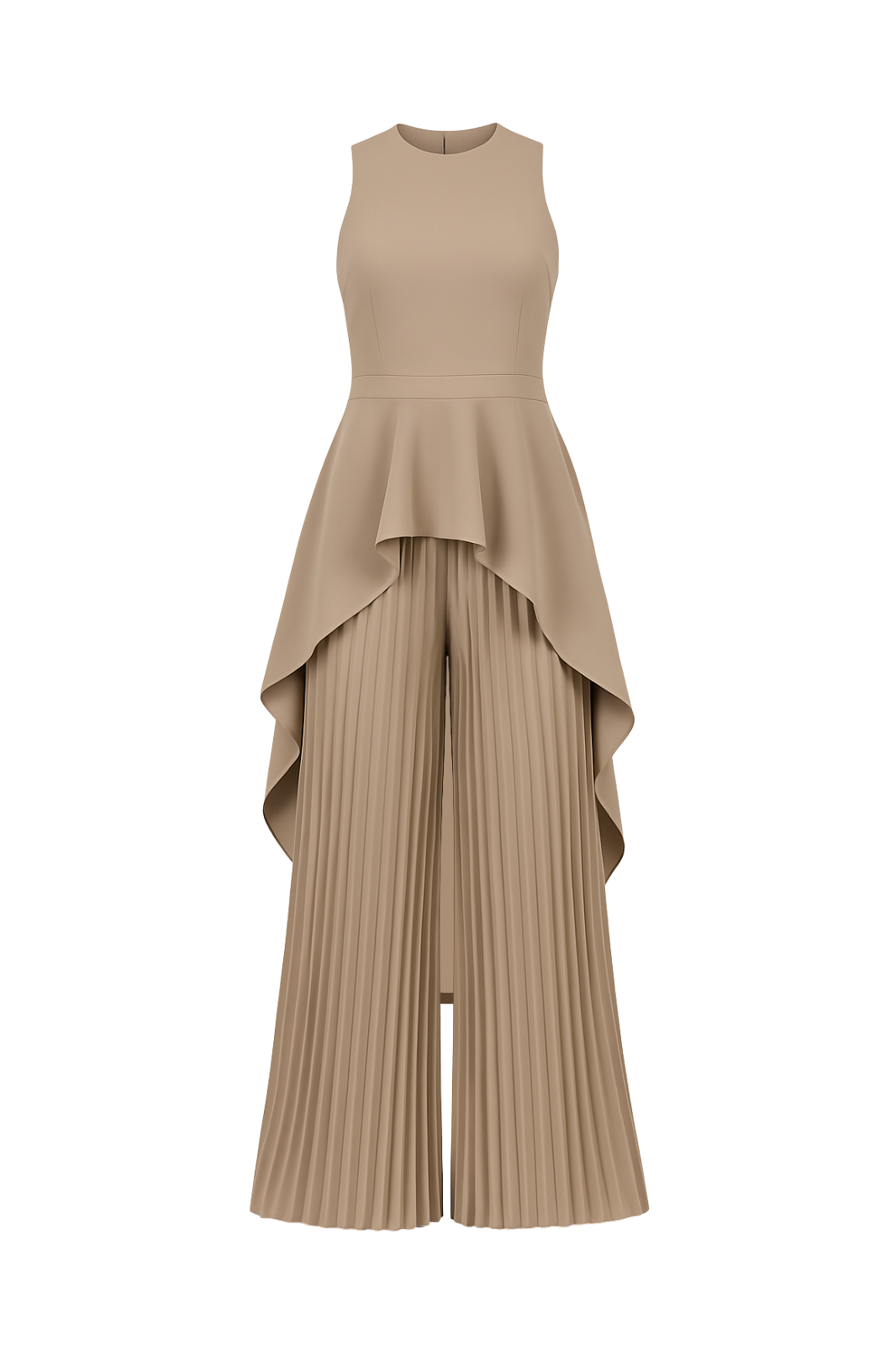 Escape to Milan Taupe Pleated Pants Set - By Baano