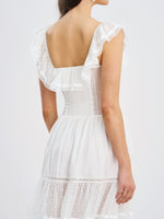 Eden Square Neck Ruffle Trim High Waist Midi Dress