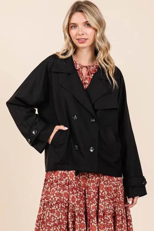 Mittoshop Double Breasted Long Sleeve Trench Coat Jacket - By Baano
