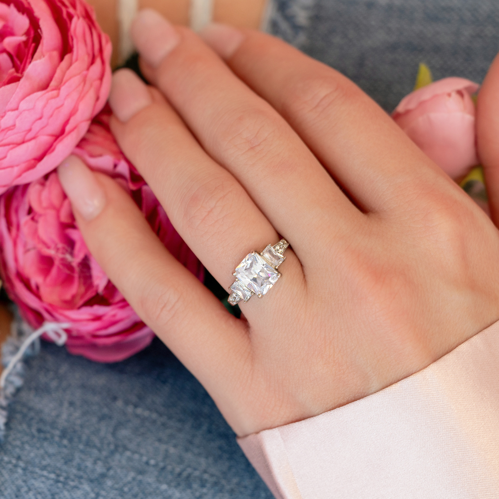 Gretchen Engagement Ring in Silver - Triple the Brilliance