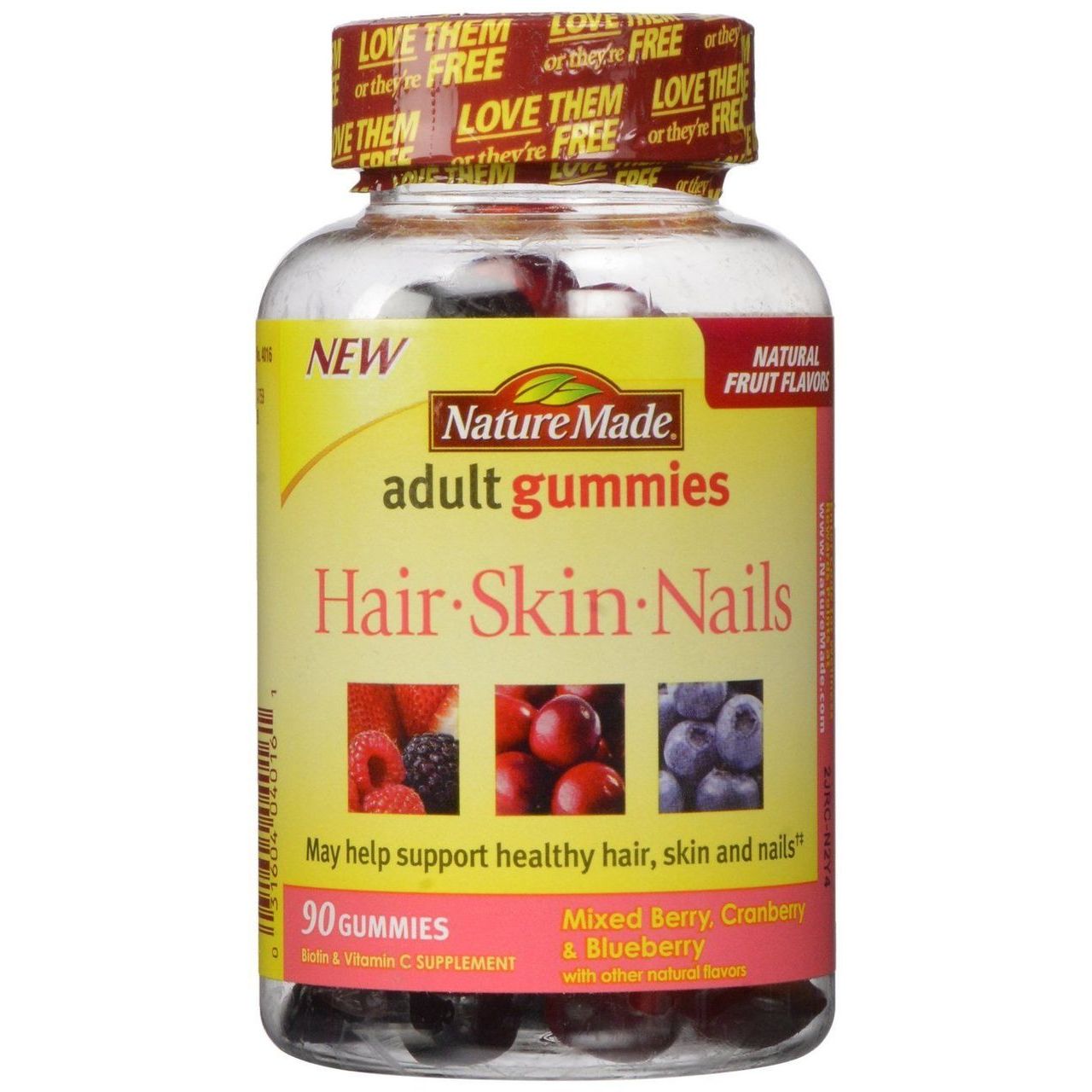 Nature Made Hair, Skin, Nails Adult Gummies, Mixed Berry, Cranberry & Blueberry