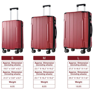 Luggage Sets 3 Piece, Expandable Hard shell ABS Suitcases with Double