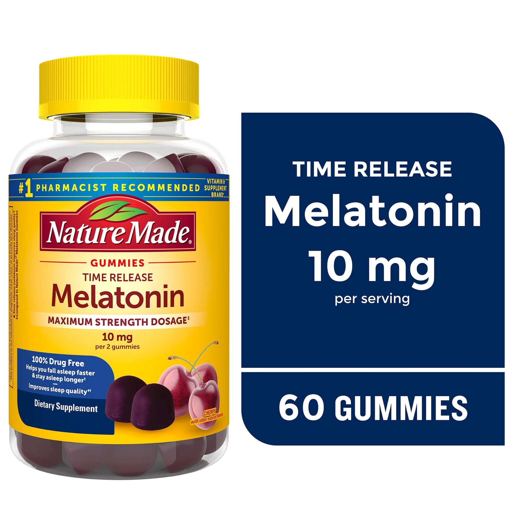 Nature Made Melatonin, Maximum Strength Dosage, 10 Mg, Gummies, Cherry