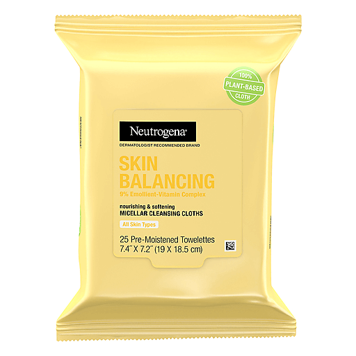 Neutrogena Skin Balancing Micellar Cleansing Cloths Makeup Remover Wipes, Nourishing Wipes With 100% Plant-Based Fibers, Vitamin E & Pro-Vitamin B5, Paraben-Free, Hypoallergenic