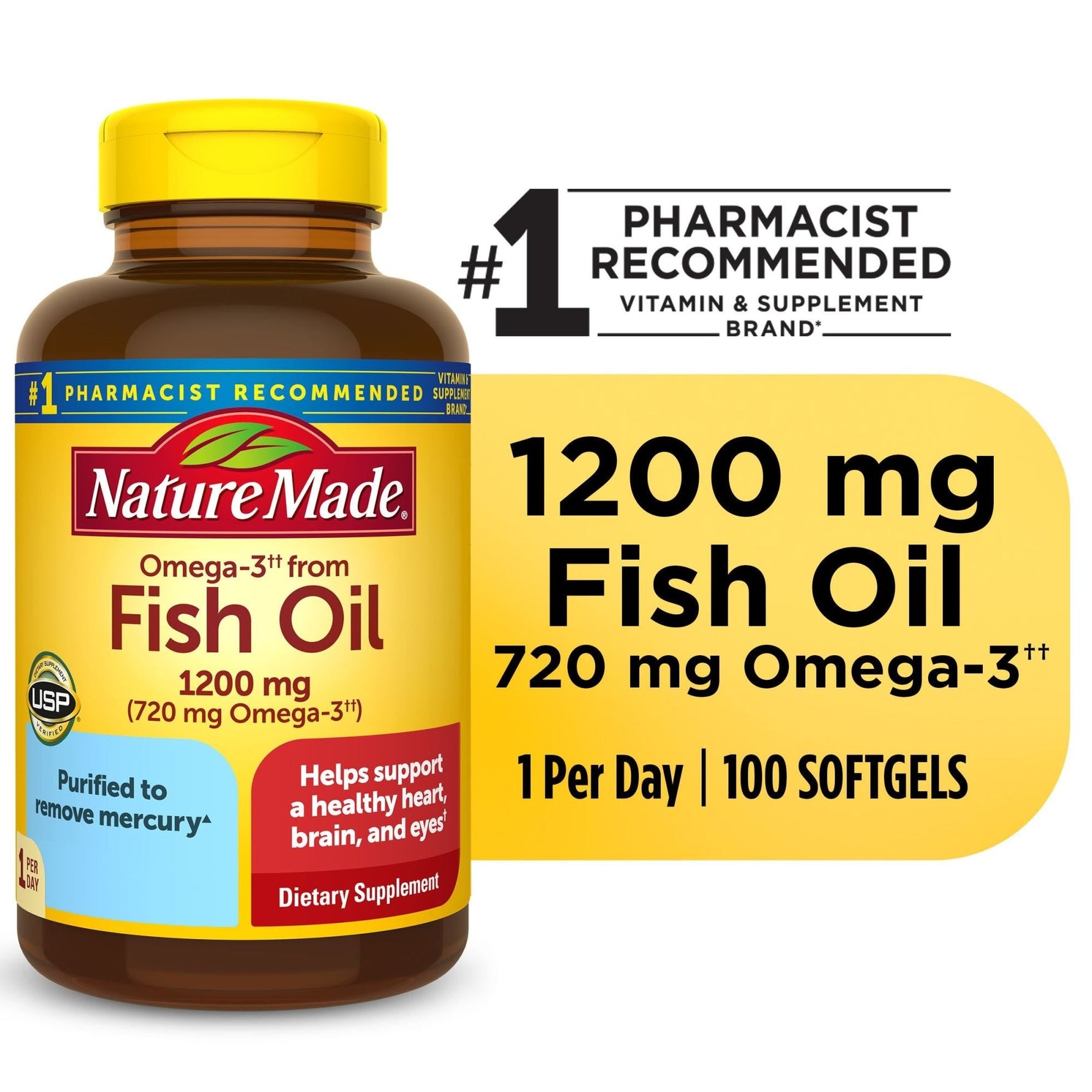 Nature Made Omega 3 Fish Oil 1200 Mg Softgels One Per Day