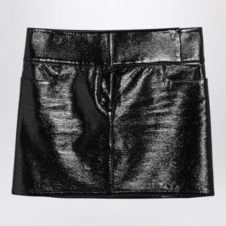 Black Belted Vinyl Mini Skirt - By Baano