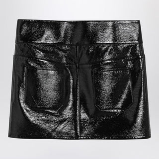 Black Belted Vinyl Mini Skirt - By Baano