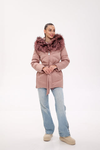 Genuine Silver Fox Fur Trim Down Insulated Parka - By Baano
