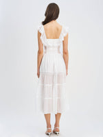 Eden Square Neck Ruffle Trim High Waist Midi Dress