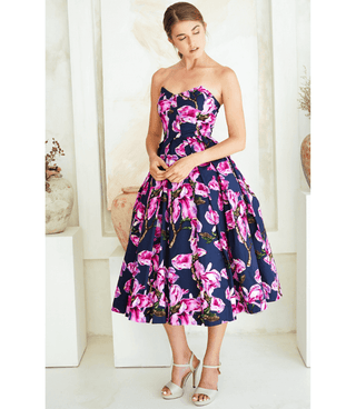 Lana Dress w/ Tulle Black Strapless Midi Dress - By Baano