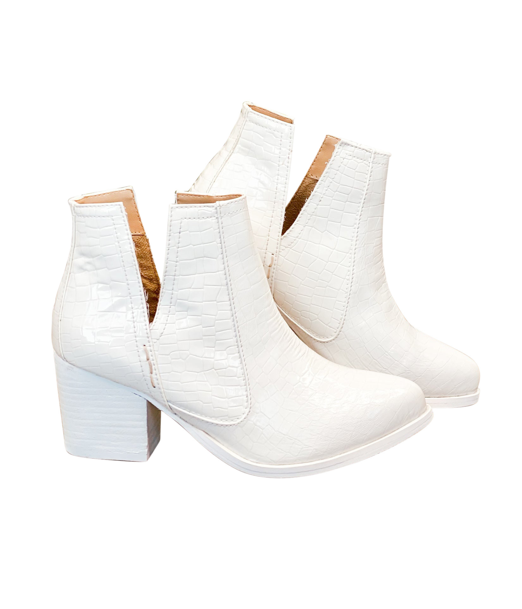 Tarim Booties in White Croc Naughty Monkey