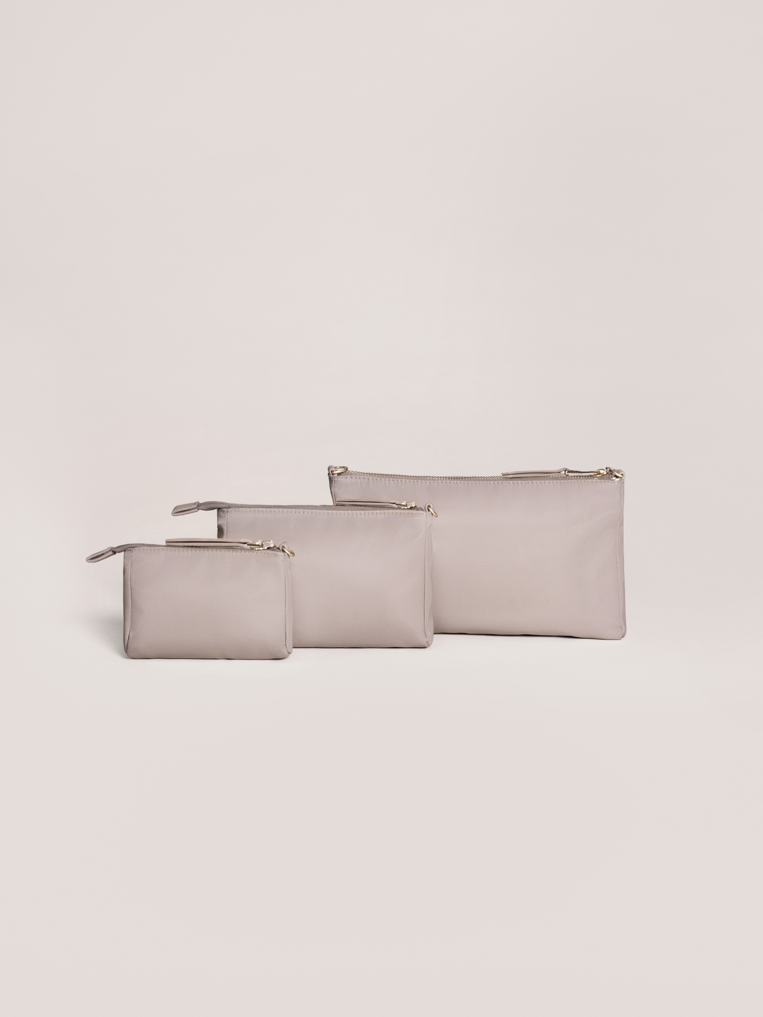 3-Piece Pouch Clutch Purse Set - Taupe - By Baano