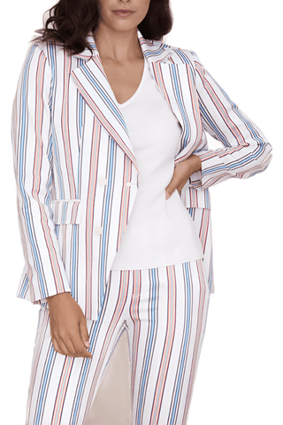 Peace of Cloth Notched Collar Long Sleeve Double Breasted Button Closure Flap Pockets Twill Blazer - By Baano