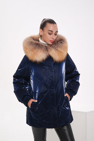 Genuine Red Fox Premium Down Fill Vinyl Parka - By Baano