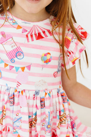 SALE Off to the Circus Flutter Sleeve Twirl Dress - By Baano
