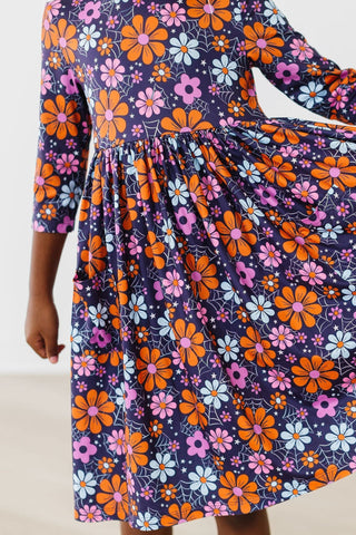 Haunted Garden 3/4 Sleeve Pocket Twirl Dress - By Baano
