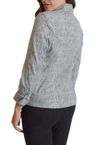 Peace of Cloth One Button Closure Ruched 3/4 Sleeve Welted Pockets Multi Print Crepe Jacket - Glamourous Grace