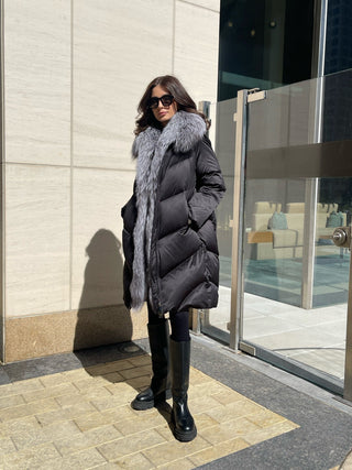 Amandine Genuine Silver Fox Down Parka - By Baano