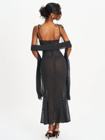 Yadira Black Base Polka Dot Chiffon Maxi Dress Miss Circle