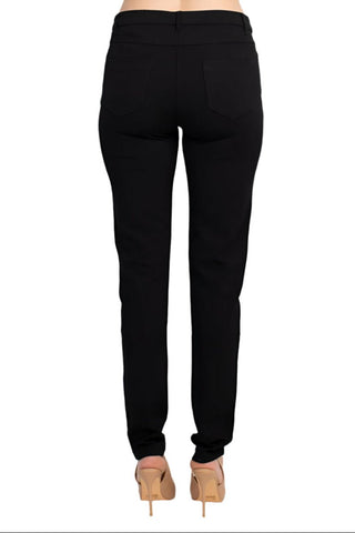 Alberto Makali Mid Waist Belt Hoop Zip Button Closure 5 Pocket Crepe Pant - Glamourous Grace