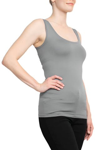 Alberto Makali Scoop Neck Sleeveless Solid Spandex Top - By Baano