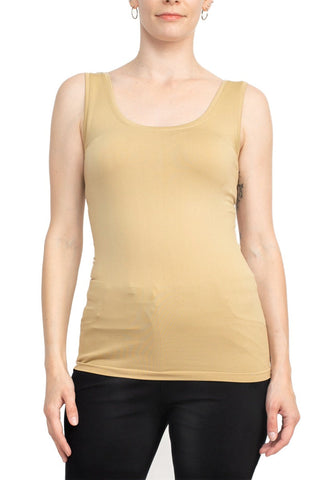 Alberto Makali Scoop Neck Sleeveless Solid Spandex Top - By Baano