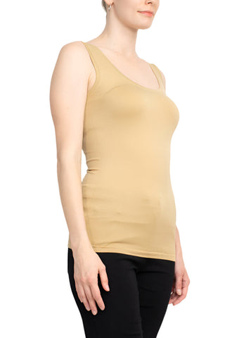Alberto Makali Scoop Neck Sleeveless Solid Spandex Top - By Baano